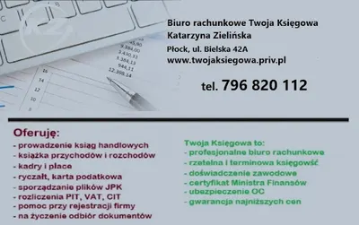 Biuro rachunkowe Płock Twoja Księgowa Katarzyna Zielińska